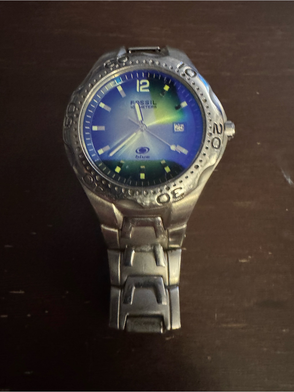 Fossil Stainless Steel Watch With Blue Gradient Dial